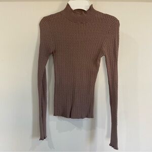 Women's Ribbed Knit Top - Brown
